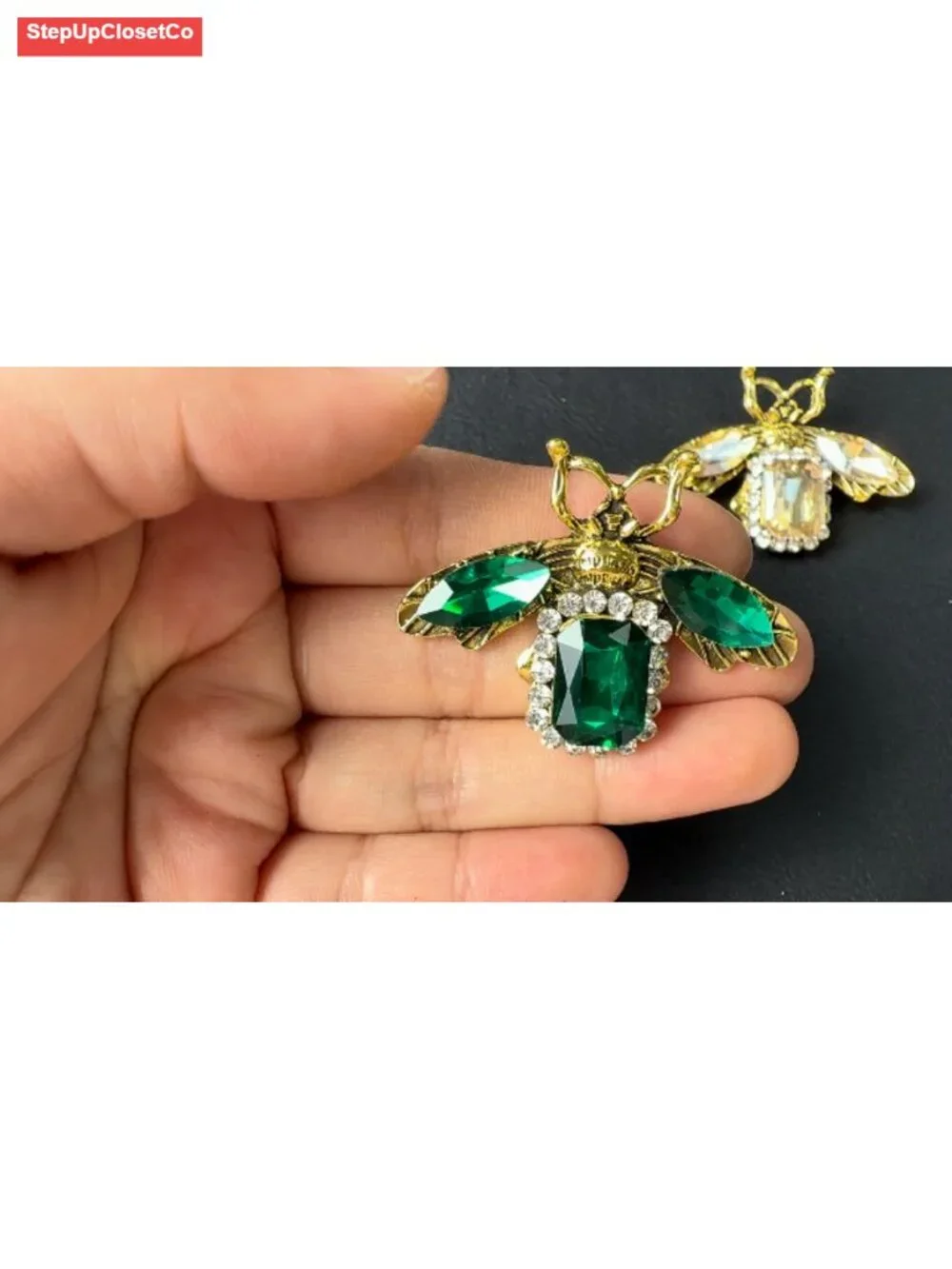 Vintage Rhinestone Bee Brooch Pin Crystal Jewelry Gift